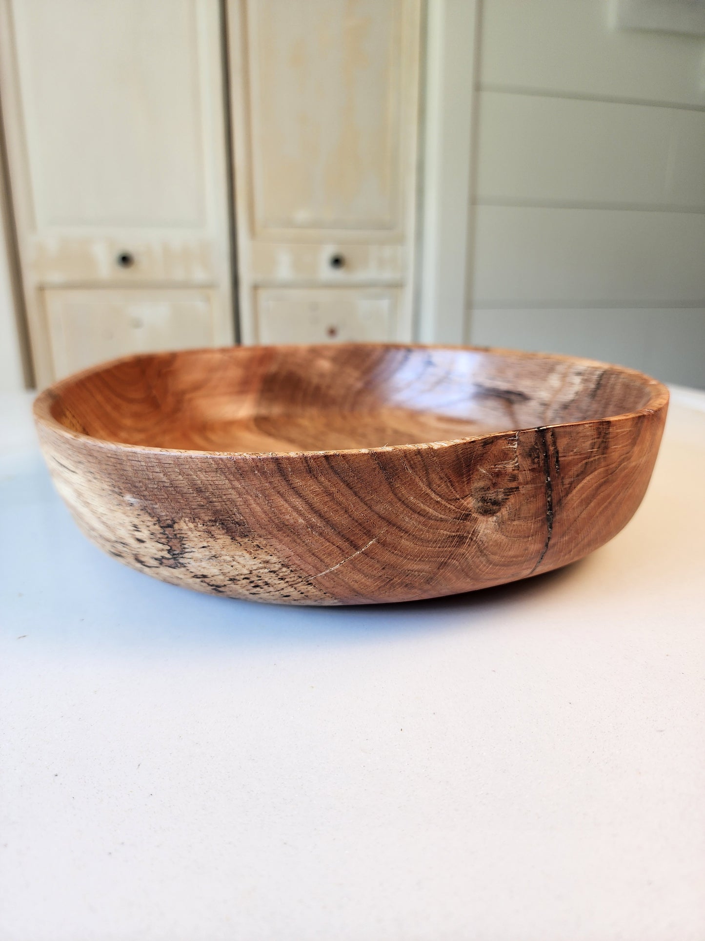 Shallow Oak Serving Bowl