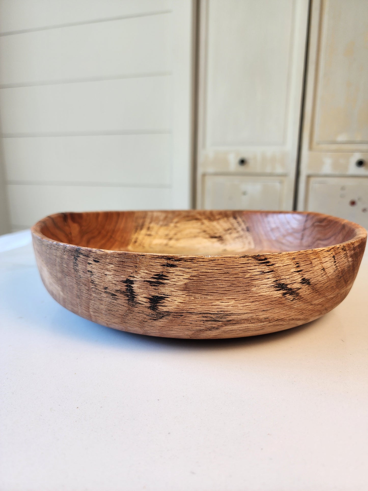 Shallow Oak Serving Bowl