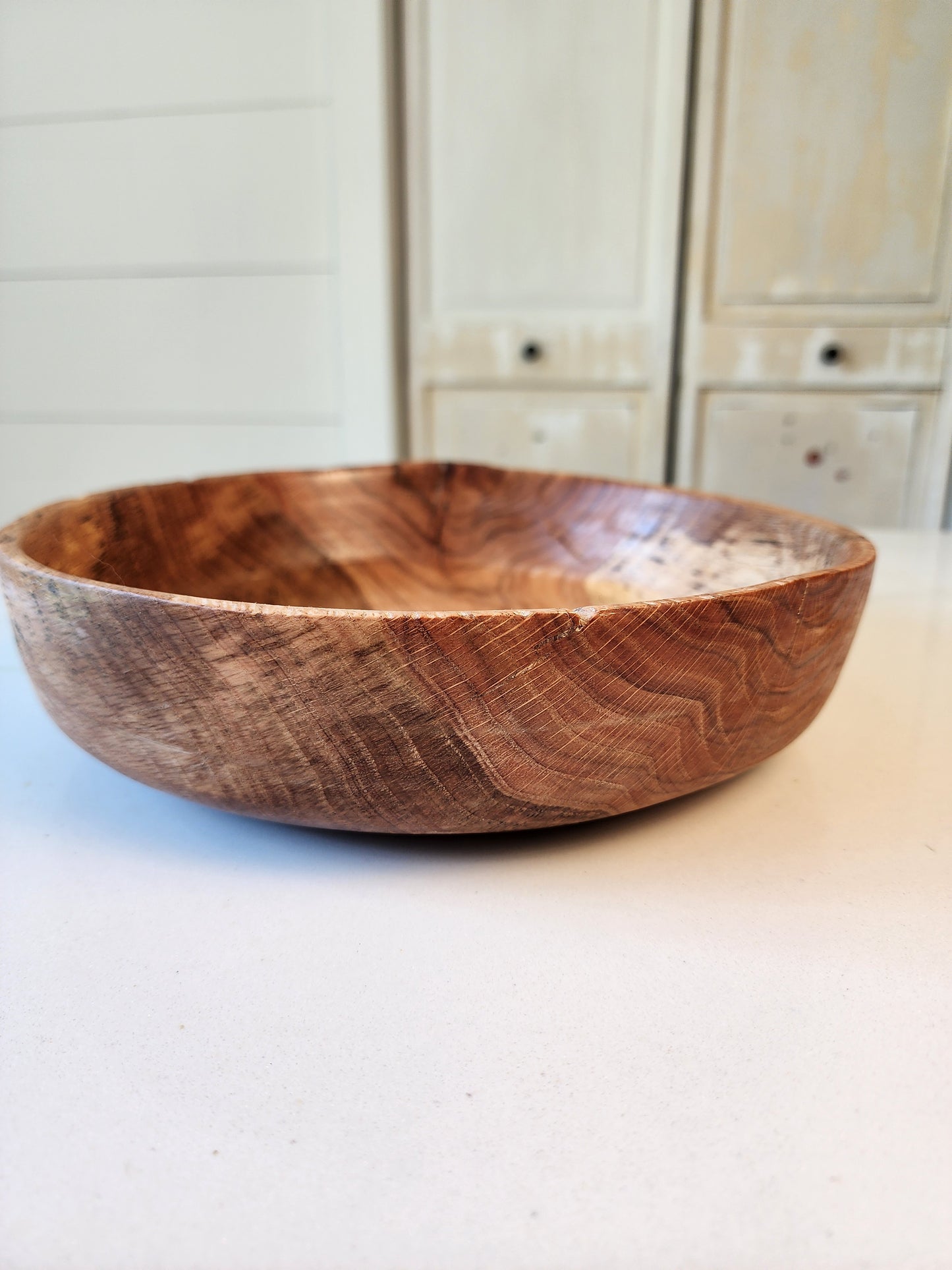 Shallow Oak Serving Bowl