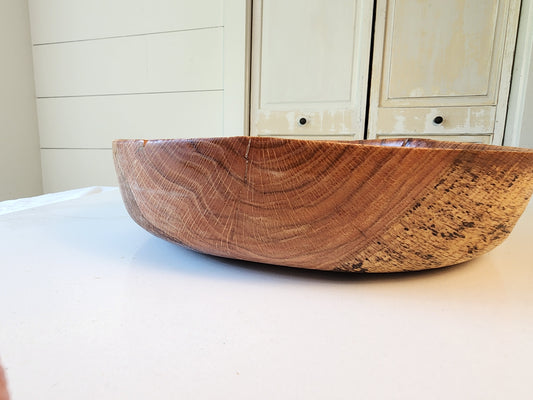 Shallow Oak Serving Bowl