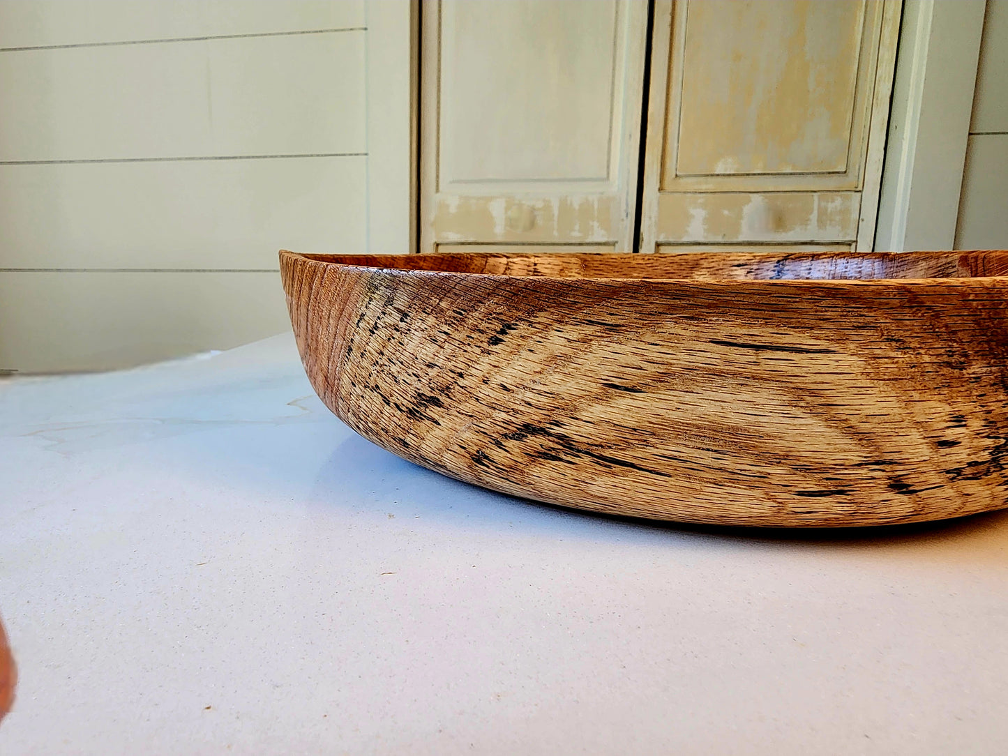 Shallow Oak Serving Bowl