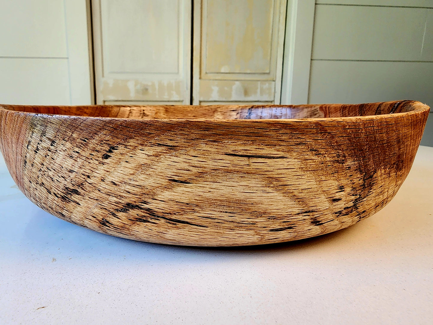 Shallow Oak Serving Bowl