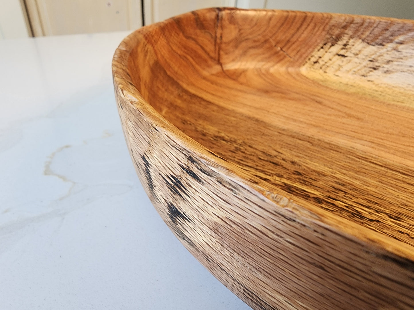 Shallow Oak Serving Bowl